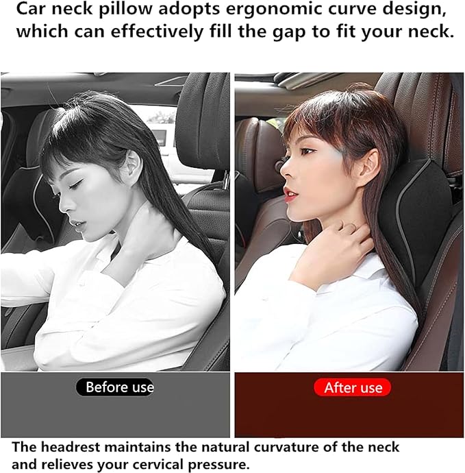 Car Seat Neck Pillow, Headrest Cushion Relieve Neck Pain for & Muscle Tension,100% Memory Foam Neck Support Head Pillow for Ergonomic Design