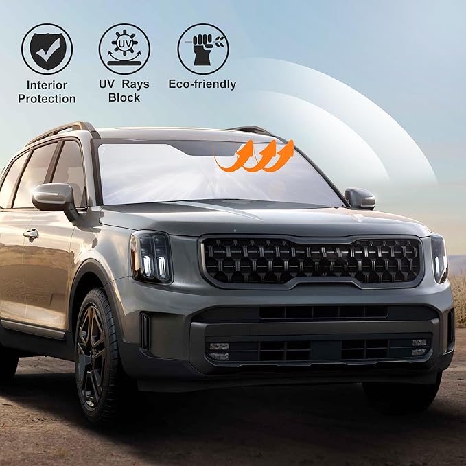 Windshield Sun Shade Fit for 2020 2021 2022 2023 2024 2025 Kia Telluride Accessories Sunshade Shield Blocker Fodable Sun Visor Protector