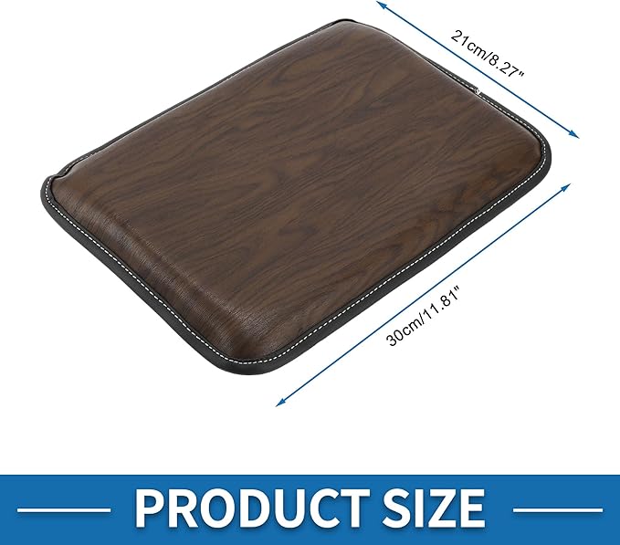 Car Armrest Cushion Pad Non-slip 11.81" x 8.27" Faux Leather Brown Center Console Lid