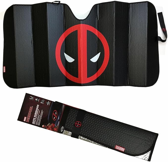 Plasticolor 003854R01 New Marvel X-Men Deadpool Car Truck Windshield Folding Sun Shade Large Size