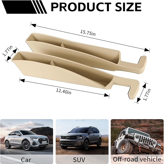 2PCS Car Seat Gap Filler Organizer, Multifunctional Seat Gap Storage Box for Phone Key, Stop Things from Dropping Between Seat and Console, Universal Interior Car Accessories (Beige)