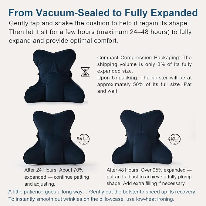 Lumbar Support Pillow(Pat. Pend) – Multi-Functional Ergonomic Back Cushion for Office Chair, Car Seat & Sofa, Reading Pillow with Firm Multi-Zone Support to Relieve Lower Back Pain,Teal Blue