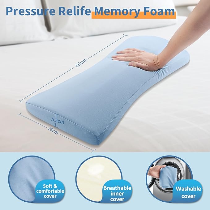 Lumbar Support Pillow for Bed: Memory Foam Lower Back Pain Relief Pillow for Sleeping, Ergonomic Waist Pillow for Side & Back Sleepers, Sciatica & Hip Pain Relief with Wedge Body Positioner Covers