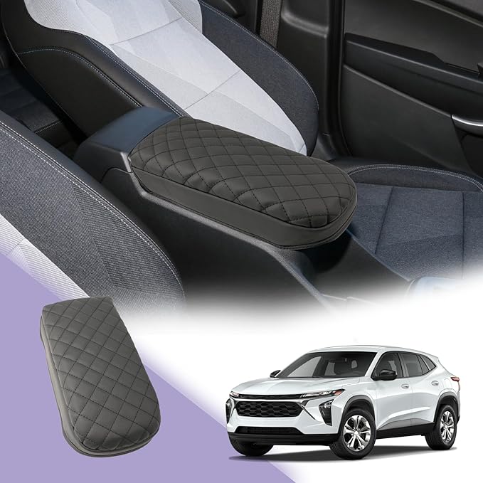 LUWU for 2025 2024 Chevy Trax Center Console Cover 2024 Trax Armrest Cover 2024 2025 Chevrolet Trax Accessories Console Pad 2024 2025 Chevy Trax LS/1RS/LT/2RS/Activ Armrest Console Cover Soft Leather