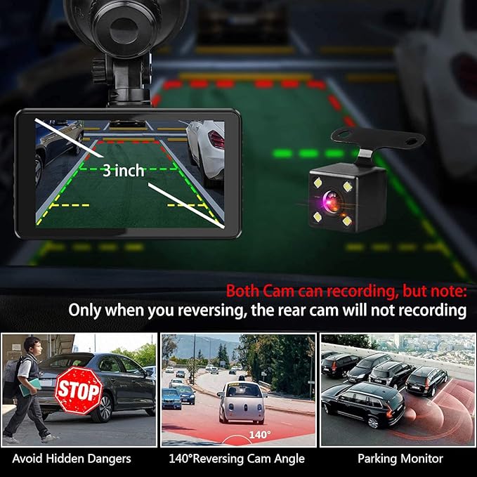 Dash Cam Front and Rear, Dash Camera for Cars with 32G Card Super Night Vision, Car Dash Cam 1080P Dashboard Camera with G-Sensor, Parking Monitor, Loop Recording, Motion Detection Car Camera