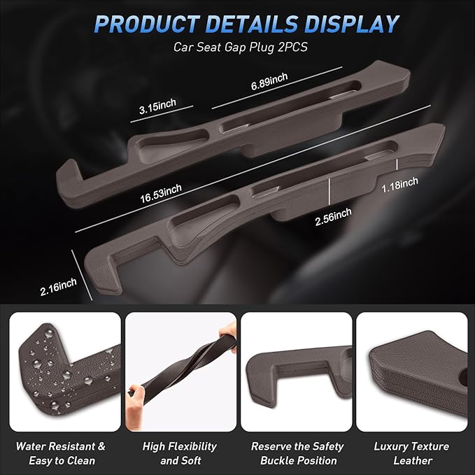 Car Seat Gap Filler 2Pack, Inserts Between Seats Console with Organizer Storage Upgraded Phone Holder Car Side Seat Gap Fillers Cars Front Seats Fill Plug Car Essentials for Vehicle SUV Truck (Brown)