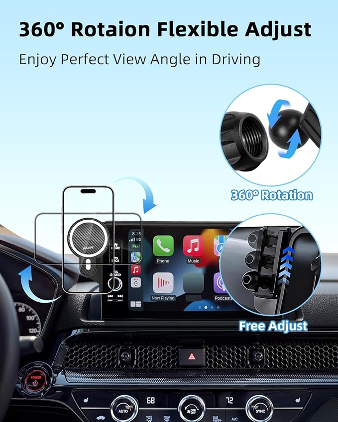 PZK Car Phone Holder for Toyota Highlander Hybrid Lmited/Platinum 2020-2024 2025 Accessories Only for 12.3-inch Screen Magnetic 15W Fast Wireless Charger Car Phone Mount (Not Fit 8-Inch L/LE/XLE)