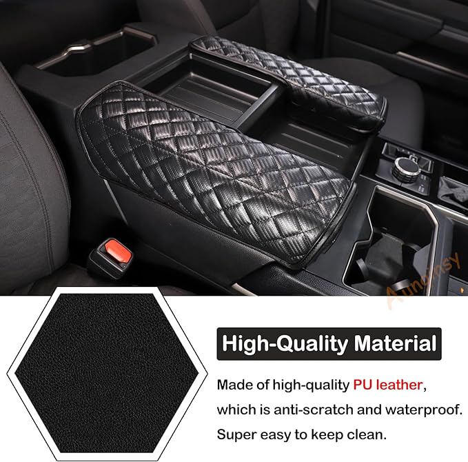Car Leather Center Console Protector Cover Compatible with Toyota Tundra/Sequoia 2022-2026, Center Console Armrest Seat Box Cover Cushion Lid Protector Pad Waterproof Anti-Scratch Interior Accessories