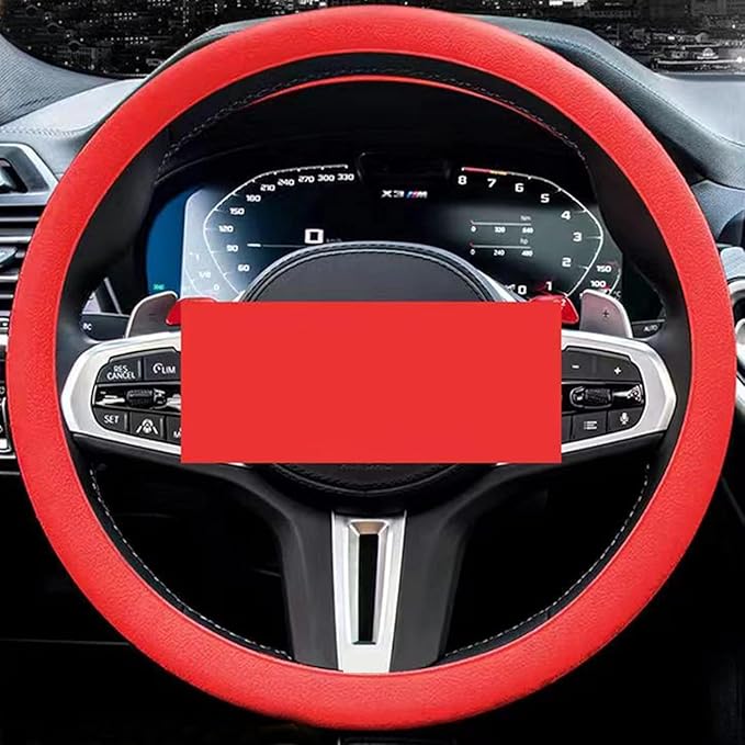 Silicone Steering Wheel Cover, Car Steering Wheel Cover, Anti-Slip Car Steering Wheel Protective Cover, Fit 12.6-16 Inch, for Car SUV Truck Van, for Women & Men (Red)