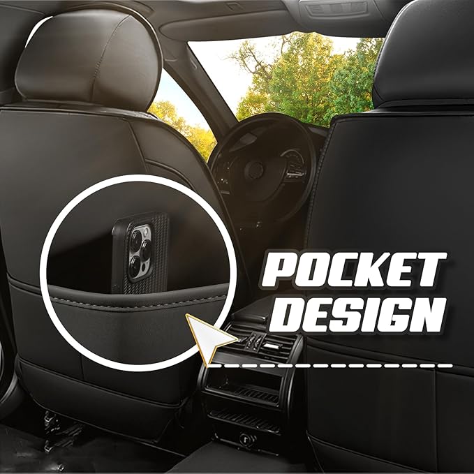 Car Seat Covers for Cadillac CTS 2003-2019, Premium Nappa Leather Car Seat Cover, Stylish Sport Seat Covers， Automobile Seat Cover Sets.(Standard 2 Seats/Black Blue)