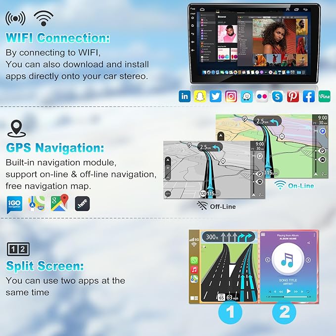 4G+64G Car Radio Stereo for Toyota RAV4 2007-2012, Wireless Carplay&Android Auto with Android 13 Support Bluetooth/Voice Control/GPS/WiFi/Back-up Camera/SWC/FM, 10 Inch IPS Touch Screen