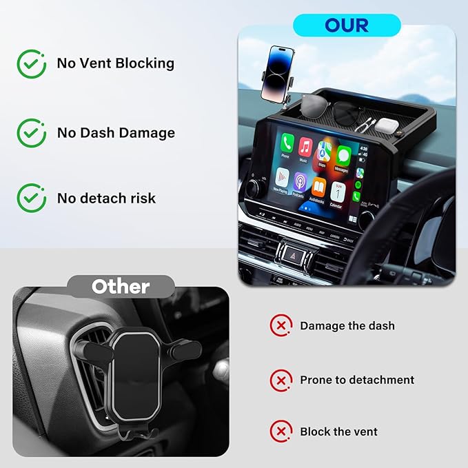 Car Phone Holder Fit for Pathfinder 2022 2023 2024 2025 w/Dash Tray Storge Box Organizer-Cell Phone Mount for Pathfinder Accessories 9 inch Touch Screen 360 Degree Rotation (Not fit 14.5 inch)