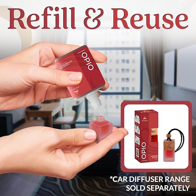 Opio Car Air Fresheners (Refill) | Affordable Car Air Fresheners for Women | 50ml Diffuser Refill | 6 Months Freshener Long Lasting | Gift-Ready Women's Pefume by Perfa