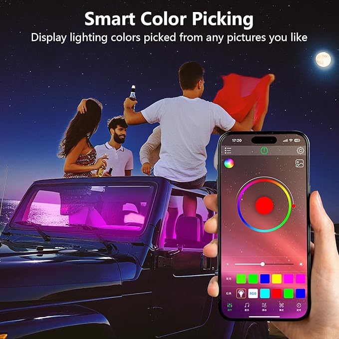 Led Car Lights Interior,Ambient Lighting Car Interior,Footwell Lighting for Car,APP Control 16 Million Colors Music Sync,DIY Mode Multicolor LED Interior Lights for Cars,Trucks,SUVs,12V Power