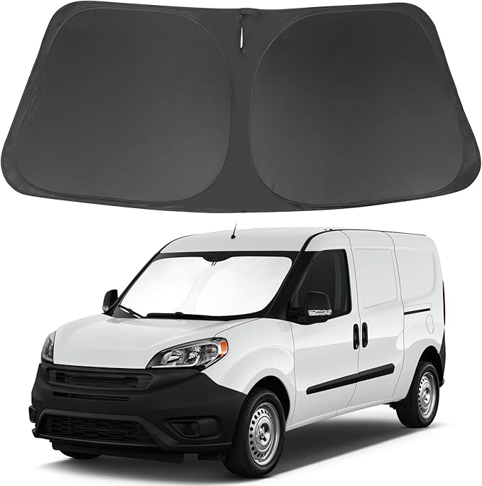 Windshield Sun ShadeCustom Fit 2014-2024 2025 2026 Dodge RAM ProMaster Accessories Full Size Cargo Van Chassis Cab Cutaway Front Window Sunshade Rays Reflector Keeps Car Cooler
