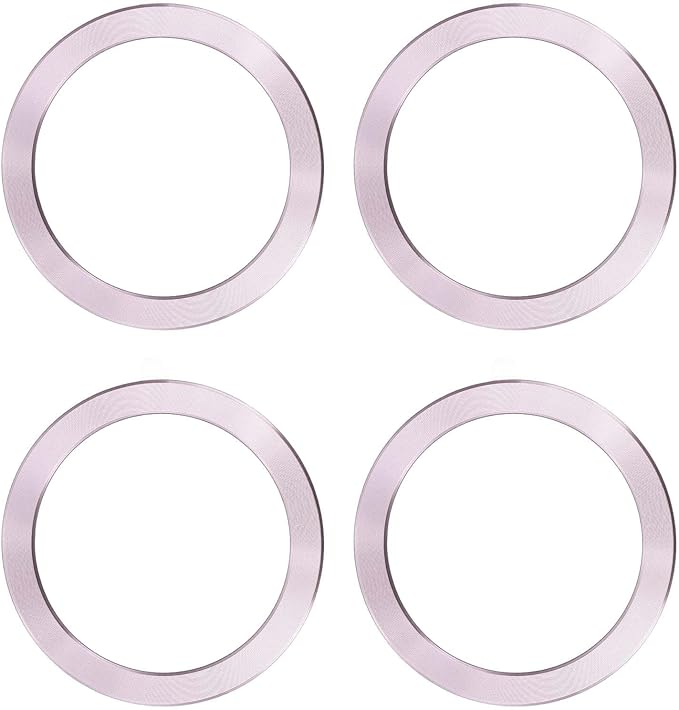 PATIKIL Universal CD Stripe Magnetic Adapter Ring, 4 Pcs Ultra-Thin Sticker Ring Adhesive Nickel-Iron Alloy for Phone Cases Holder Wireless Charging Car Mount Kit, Pink