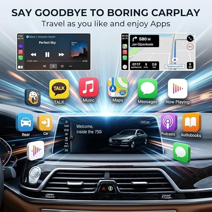 Wireless CarPlay Android Auto Retrofit Kit Decoder Box Compatible with BMW NBT System 1 2 3 4 5 6 7 Series X3 X4 X5 X6 2012-2016, Replacement for BMW F20 F30 F10 F15 F25, 6 Pin LVDS Port