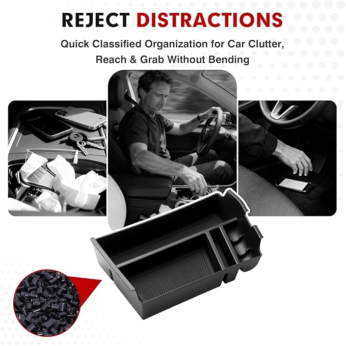 Autorder Center Console Organizer for 2024 2025 2026 Hyundai Sonata Accessories Car Armrest Storage Box Middle Console Tray Container with Non-Slip Silicone Mats