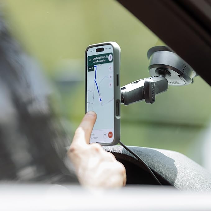 Quad Lock Heavy Duty Suction Car Phone Mount with MAG Phone Case and MAG Wireless Charging Head for iPhone 16 Pro Max
