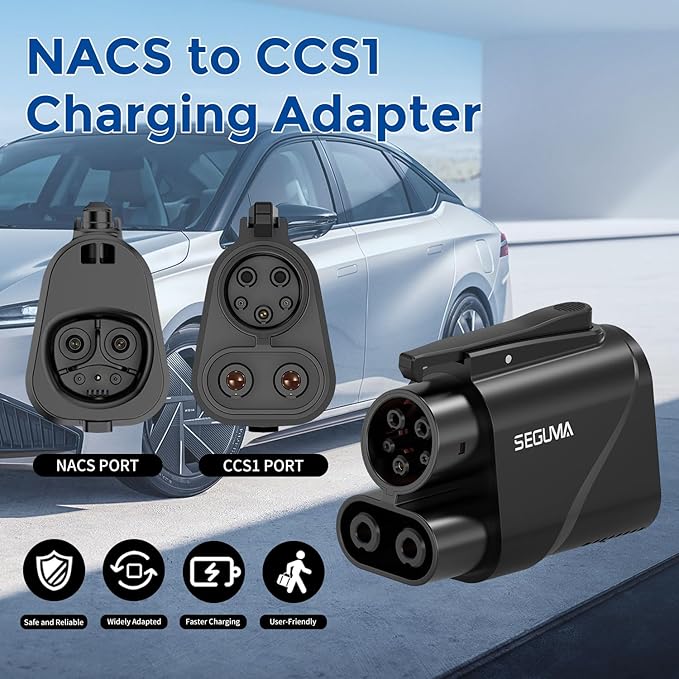 NACS to CCS1 Charging Adapter, 500A/1000V 250 kW DC Fast Charger Adapter Compatible with Tesla Superchargers Stations, Electric Vehicle Charging Adapter for Ford, Rivian, GM, Volvo, Polestar EVs