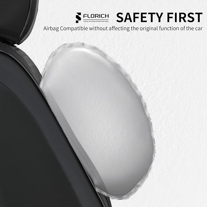FLORICH Leather Cars Seat Covers Full Set Waterproof Automotive Seat Covers Front and Rear 5 Seats Full Wrapping Edge Seat Protector Cushion Universal Fit for Most Car Truck SUV, Black