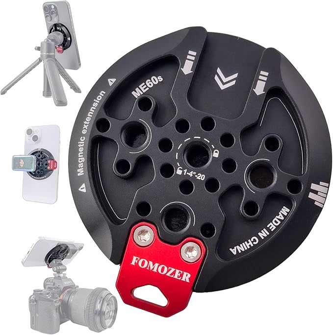 Magnetic Tripod Mount Adapter with 1/4" Threads & Multi-Angle Arri Holes Code Shoe, MagSafe Compatible Stand for iPhone 17 Pro Max, 16 Plus, 15, 14, 13 Mini (ME60S)