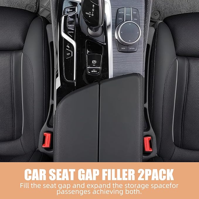 Car Seat Gap Filler Set of 2, Premium Interior Car Accessories, Multifunctional Car Storage Solution with Non-Slip Design, Fits Most Vehicles (Beige)