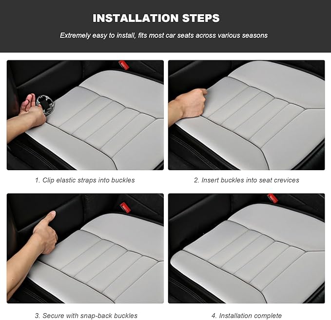 Car Seat Cushion, Breathable Driver Seat Protector with 1.2" Thick Comfortable Memory Foam, Universal Non-Slip Chair Pillow Pressure Relief Cushion Pad for Car Home Office (Gray)