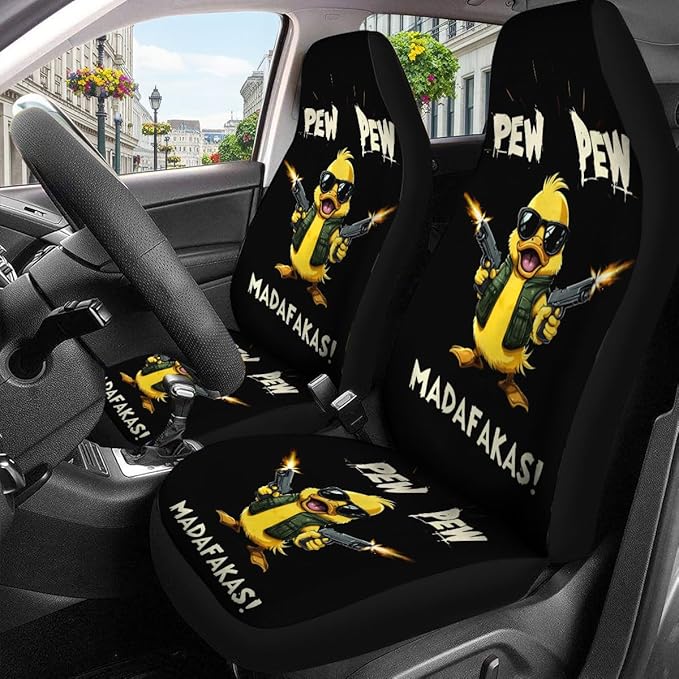GENANY Funny Duck Car Seat Covers Set of 2, Breathable Front Seat Covers for Truck Sedan SUV, Funny Car Accessories, Duck Gift for Women Men