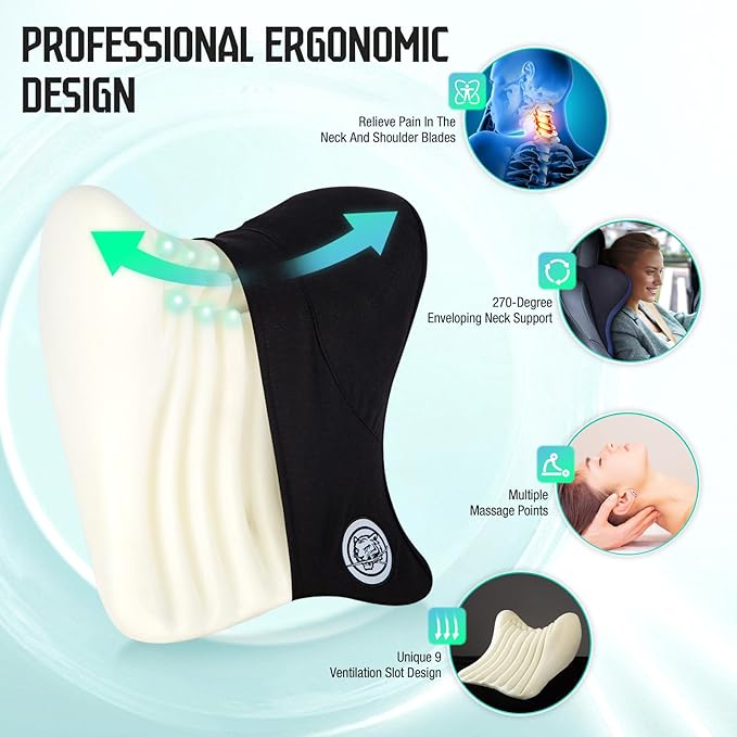 Car Neck Pillow for Driving Seat, Soft Memory Foam Headrest Pillow with Adjustable Strap and Removable Cover, Ergonomic Neck Support for Car, Office Chair, Gaming Chair – Yellow