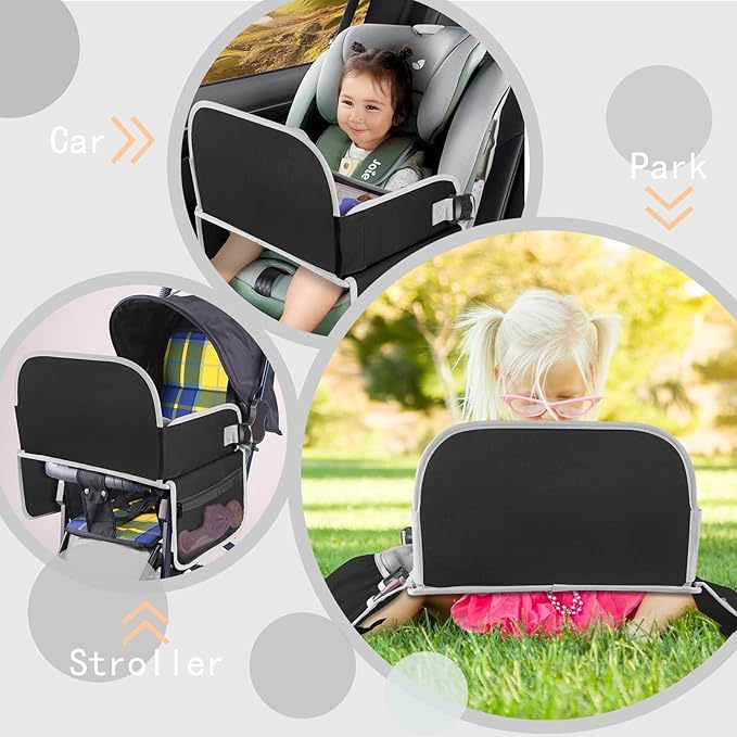 MENZOKE Kids Travel Tray for Toddler Car Seat, Toddler Gift for Boy Activities with Dry Erase Board & iPad Holder Stand, Road Trip Essentials Accessories Lap Tray for Boy as Birthday Gift, Black