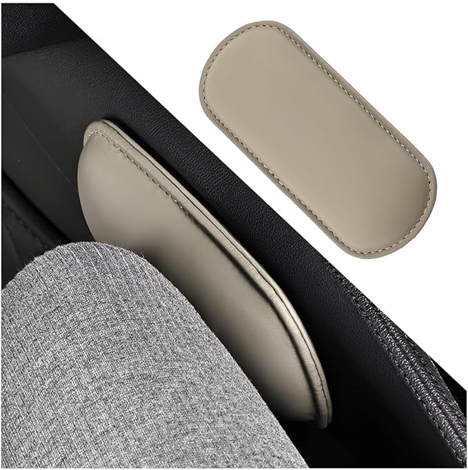 Mandark Car Knee Cushion Pad, Leather Memory Foam Vehicle Door Armrest Pillow for Leg Elbow, Comfort Auto Interior Center Console Thigh Support Mat Accessories, Universal for Most Cars (Beige)