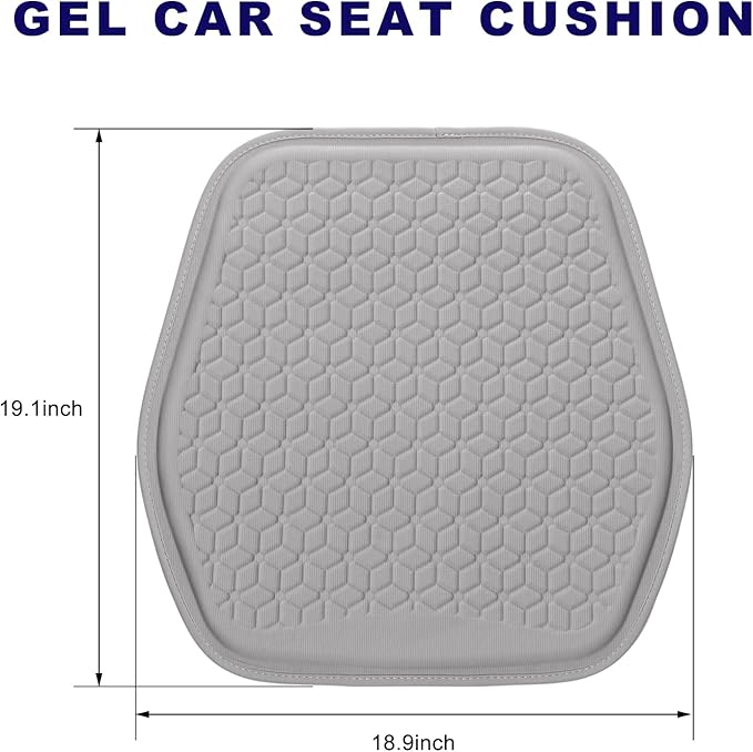 Gel Car Seat Cushion, Non-Slip Breathable Automotive Front Seat Bottom Cushion Pad, Comfortable & Cooling Seats Cover Interior Mat for Sedans SUVs Trucks, Car Accessories (Gray)