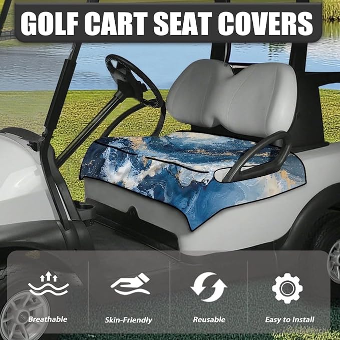 Biyejit Golf Cart Seat Covers with 4 Pockets Golf Cart Seat Towel Blanket Fits 2-Seat Golf Carts, Golf Cart Accessories