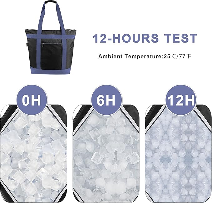 BeeGreen Cooler Bag Soft Insulated Tote for Beach Travel Grocery Shopping Lunch Portable Large Ice Coolers with Handle Hard Freezer Bags with Zippered Top Foldable Leakproof Delivery Totes Black