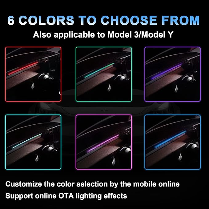 Tesla Juniper Smart Blind Spot Detection Ambient Lighting for Tesla Y Juniper 2026, Plug-and-Play, Custom Color Modes Dynamic Safety Alerts & Driving Mode Effects Neon Light Kit (Juniper)