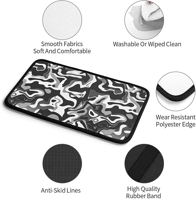 Car Center Console Armrest Cover Camouflage Polyester Arm Rest Box Lid Covers Army Camo Middle Console Cover Seat Protector Gray and Black Abstract Geometry Armrest Cushion Pad