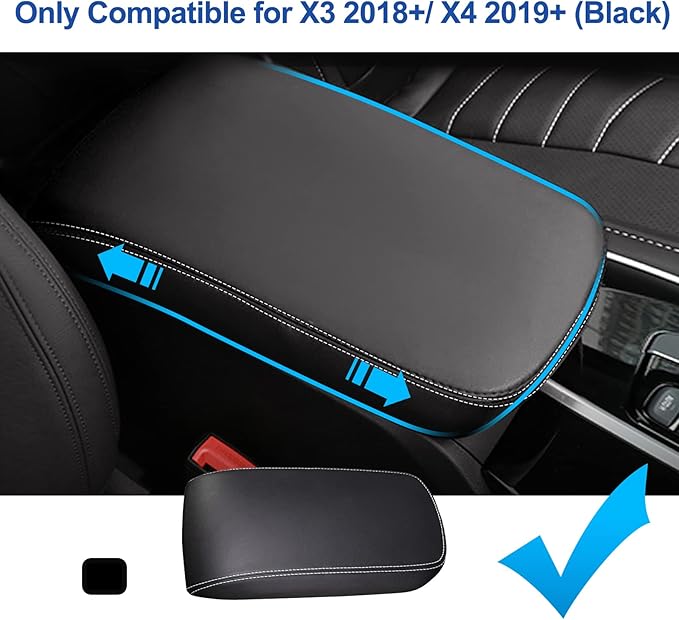 Center Console Cover for BMW X3 (2018-2024)/for BMW X4 (2019-2025), for BMW X3 X4 (sDrive30i/xDrive30i/M40i/M), Waterproof&Comfy Leather Armrest Cover 2021 2022 2023 2024 X3 X4 Accessories