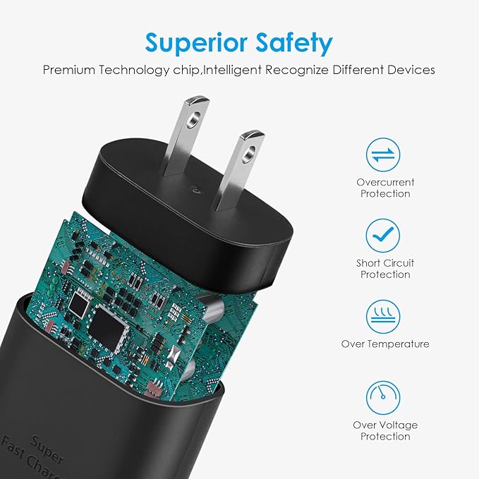 25W USB-C Fast Charger Block with C-to-C Cable [PD PPS Compatible] for Galaxy S24/S23/S22, Pixel 8/7, Z Flip 5, i Phone 17/16/15 - Compact Type C Charger