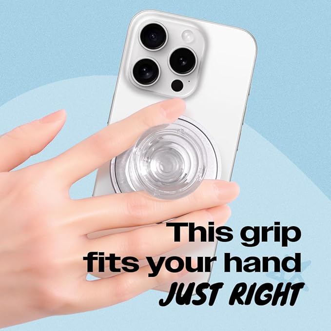 On The Grip Compatible with Magsafe Ultra-Thin Collapsible Phone Grip – Sleek Magnetic Phone Holder for iPhone & Android, 360 Rotation, Wireless Charger Compatible, Durable & Portable (White)