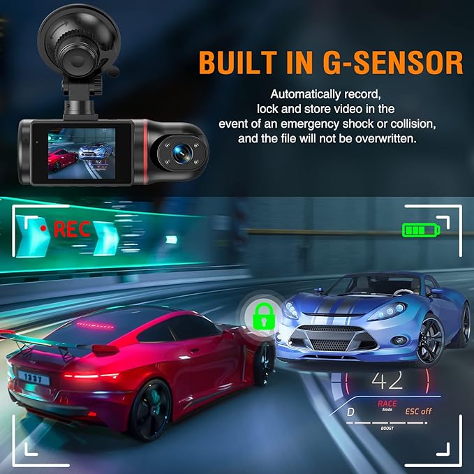 Dash Cam Front and Inside, FHD Dashcams for Cars with 64GB Card Dash Camera for Cars, 1080P Front Dash Cam+1080P Inside Dashcam for Car Dash Camera with IR Night Vision Loop Recording