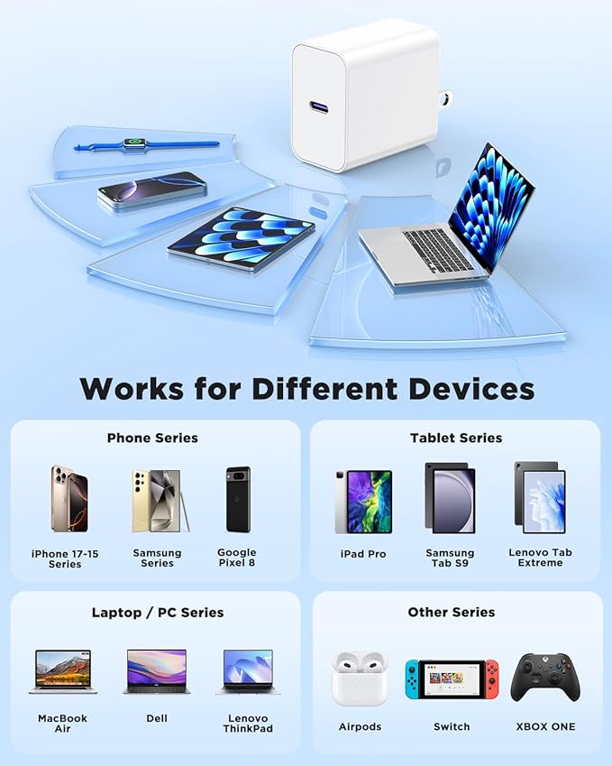 45W iPhone 17 Air 16 15 Pro Max Charger Fast Charging 6FT/10 FT/10FT,Super Fast USB C Charger Block with Extra Long Type C Charger Cable,PD Quick Adapter 3.0 for iPhone 17 16 15/17 16e 15Pro/16 Plus