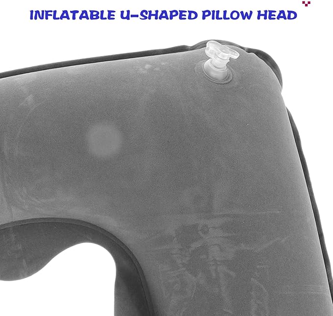 SUPVOX Inflatable Travel Neck Pillow U-Shaped with Blackout Eye Mask and Set, Lightweight Airplane Pillow for Flight Comfort and Sleep, Portable Gray Travel Accessory Kit