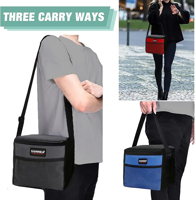 6 Can/5L Lunch Bag for Women Men Portable Lunch Box Small Cooler Bag Soft Collapsible Reusable Insulated Lunch Tote for Everyday Work Travel (Blue)