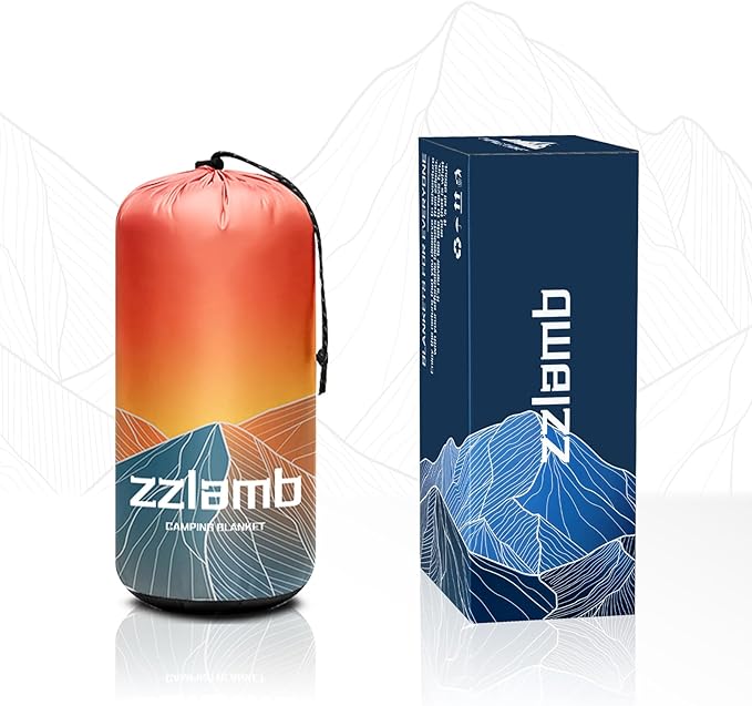 zzlamb Camping Blanket for Cold Weather,Outdoor Puffy Blanket Portable Down Alternative,Windproof Warm Cloak with Snaps,Cozy Quilt Backpacking Picnic RV Travel Plane Car Hammock Beach Climbing