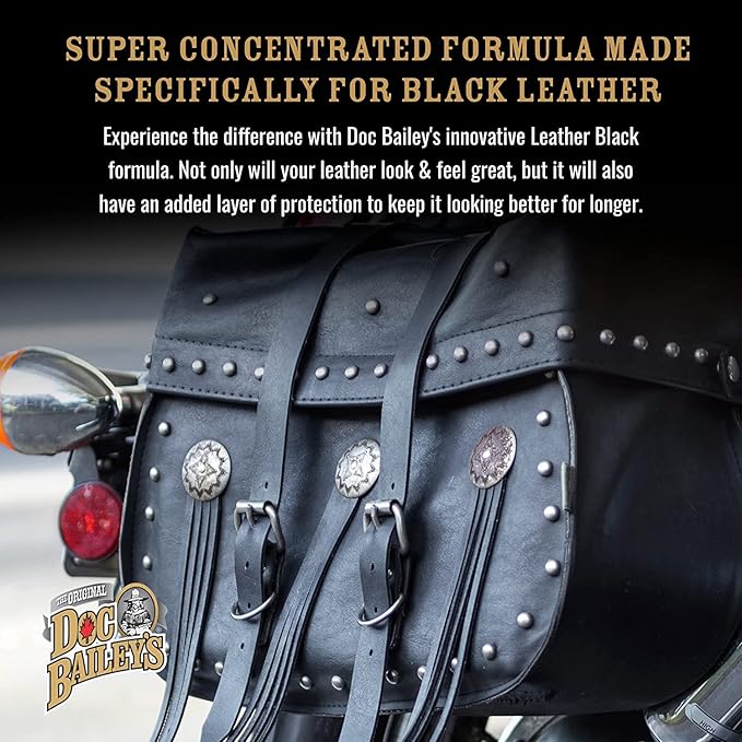Doc Baileys Leather Black Care -Premium Quality All In One Leather Cleaner, Conditioner, Waterproofer & Protectant - For your Car, Bike, Horse Tack, Home Decor and Other Leather Needs 32oz Bottle