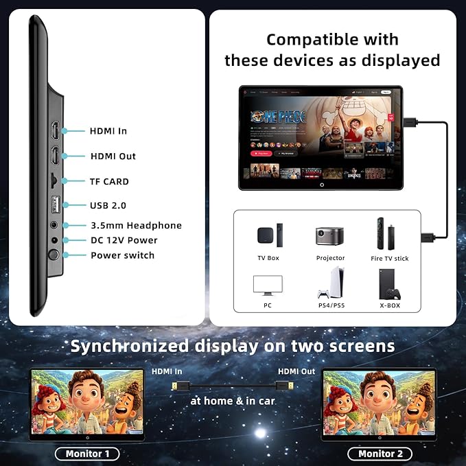 14 inch 4K Android Car TV Headrest Monitor for Cars Back seat Rear Entertainment System, Support Wireless Phone Link Touch Screen,with WiFi/Bluetooth/HDMI/USB/Video Player 4G+64G 8core (1PCs)
