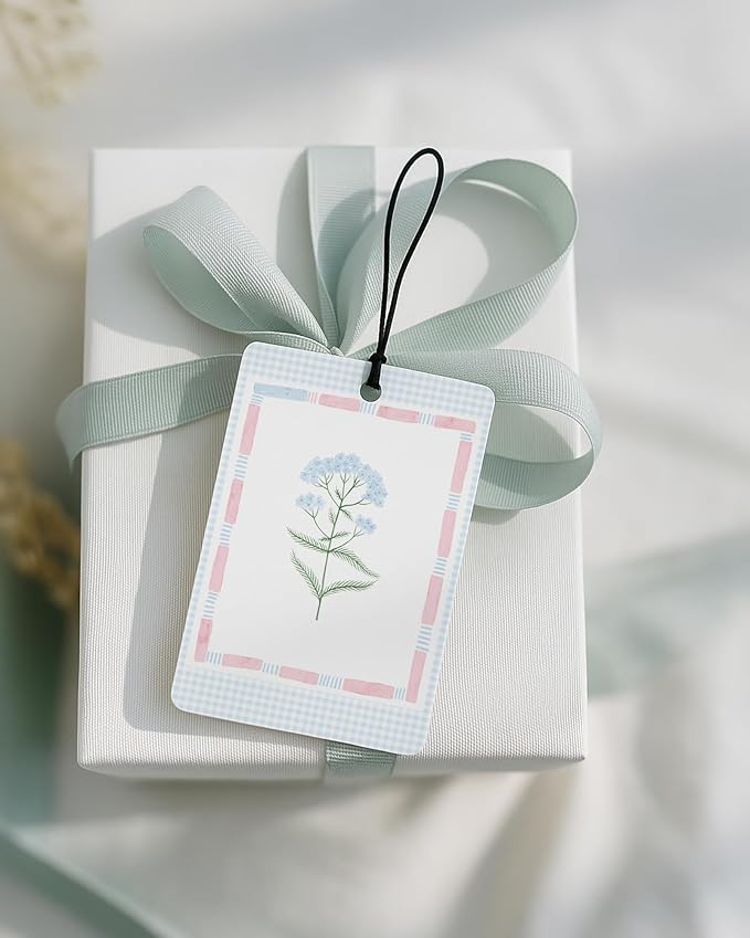 Girly Floral Car Air Freshener 4 Pcs Coconut Scented, Preppy Pink and Blue Flower Car Accessories Mirror Decor for Women, Cute Aesthetic Hanging Air Freshener for Cars Closet Drawer Books