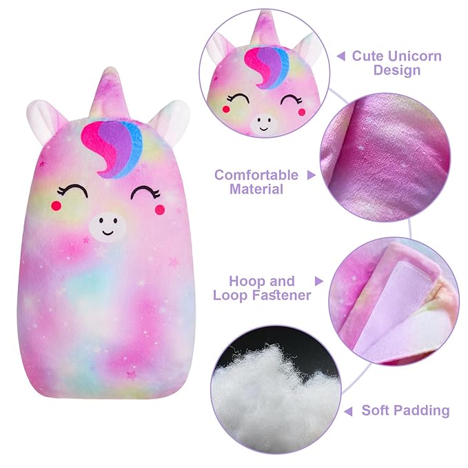 FIODAY Car Seat Belt Covers for Kids Unicorn Seat Belt Pillow Soft Seat Belt Cushion Adjust Seat Strap Pillow Head Neck Support for Children Boys Girls Travel