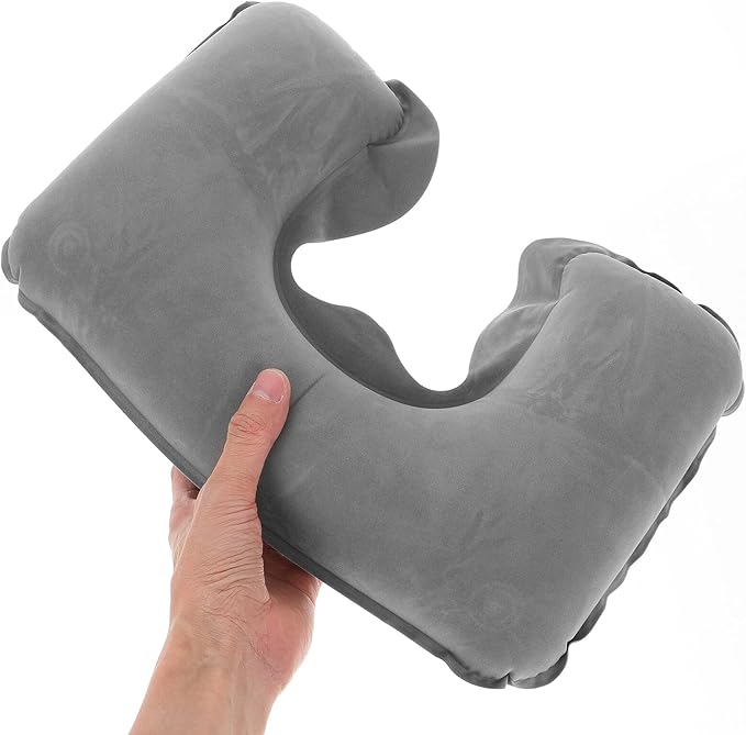 SUPVOX Inflatable Travel Neck Pillow U-Shaped with Blackout Eye Mask and Set, Lightweight Airplane Pillow for Flight Comfort and Sleep, Portable Gray Travel Accessory Kit